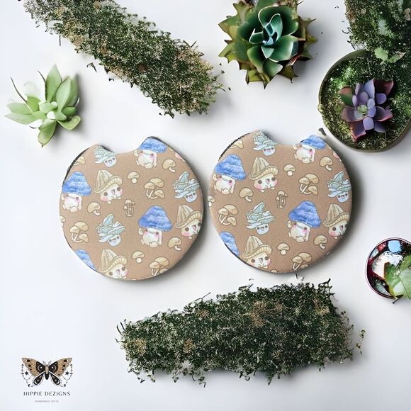 Cute Mushroom Car Coaster 2 Pack - Picture 3 of 11